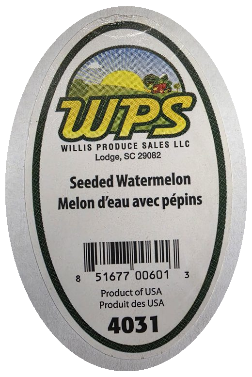 WPS Seeded Watermelon label, PLU 4031